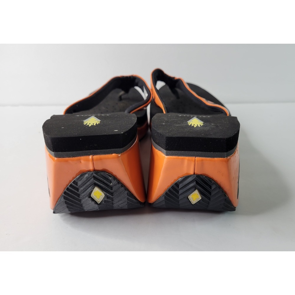 Volatile Oklahoma Platform Flip Flops Orange Black Wedge Sandals Womens 10 - Picture 4 of 5